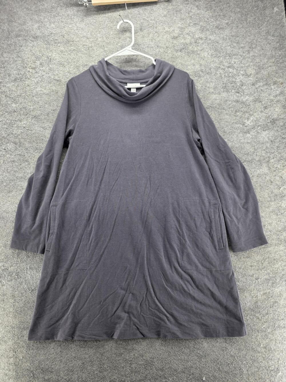 Pure Jill Dress Womens M Gray Shift Cowl Neck Long Sleeve Jersey Pockets Tunic